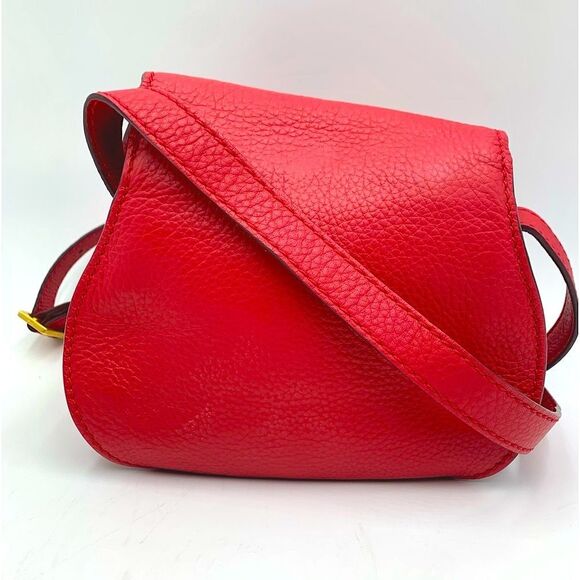 Auth Chloe Mini Marcie Tulip Red Crossbody Saddle Bag Preloved Excellent - Picture 4 of 16